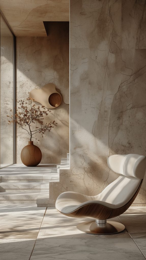 Revêtement mural effet pierre naturelle dans un intérieur design – solution décorative FlamaFilm